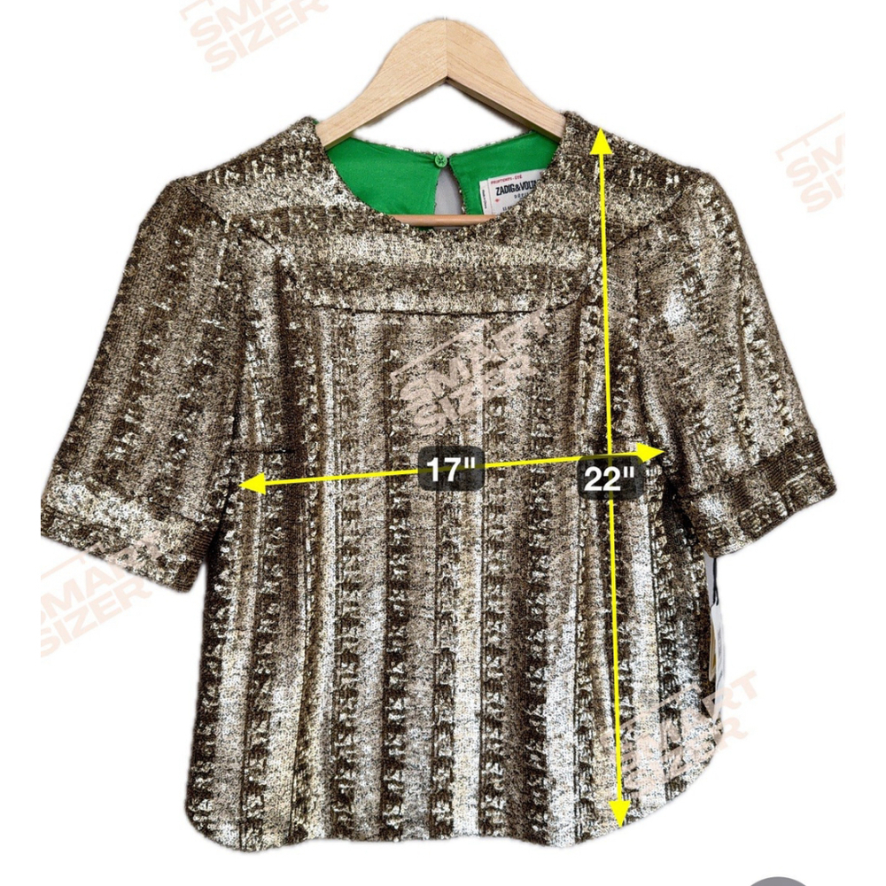 Zadig & Voltaire Toysse Sequined Top Gold Bronze Blouse Size Medium New With Tag - Picture 4 of 12